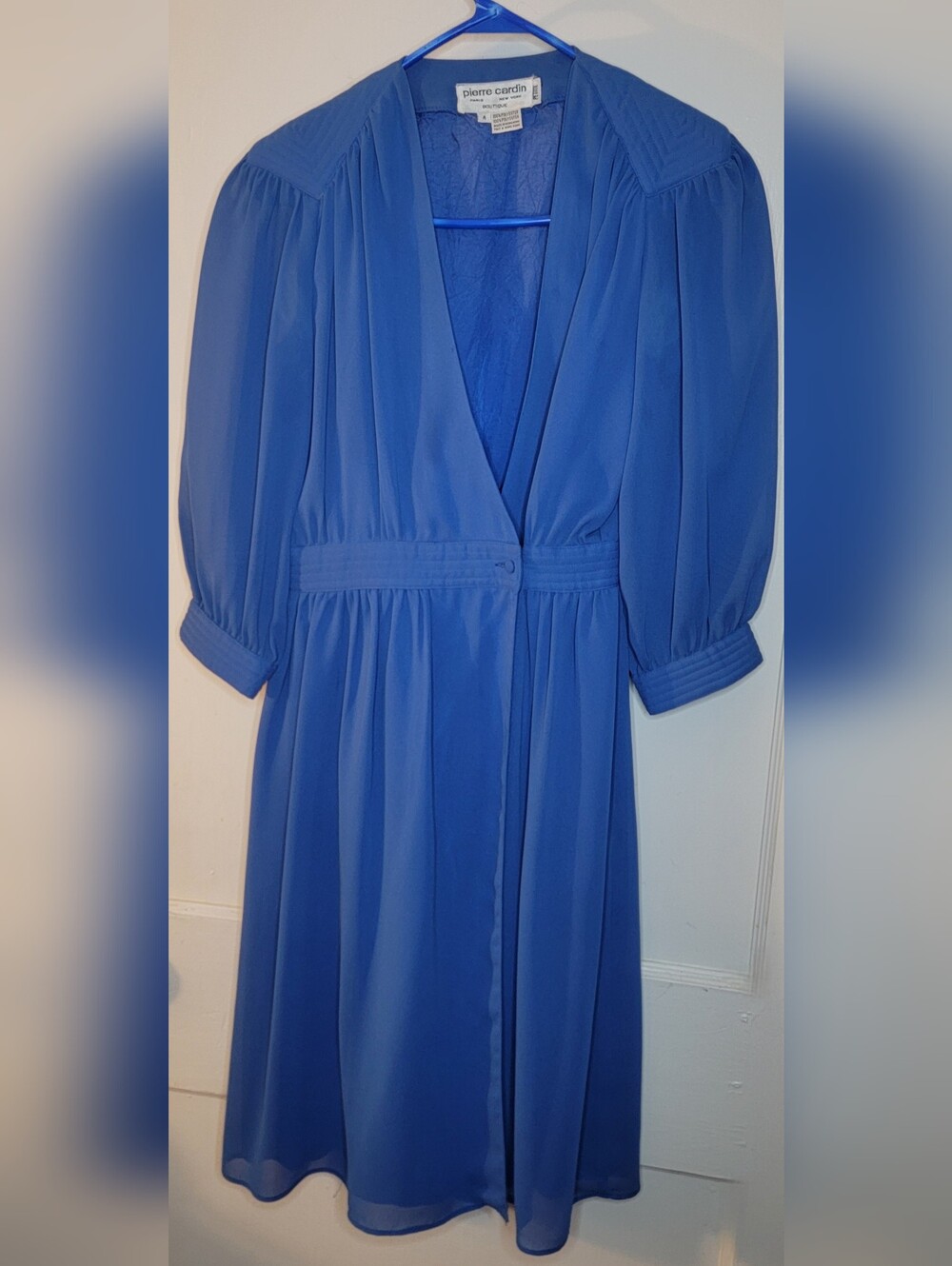 Blue V-Neck Long Sleeve Women’s Dress